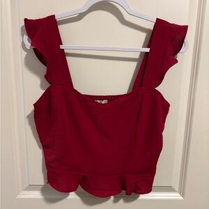 Altar'd State Red Ruffle Blouse
